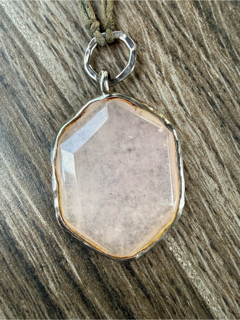 Silpada Pink Soapstone Hexagon Pendant Sterling Silver